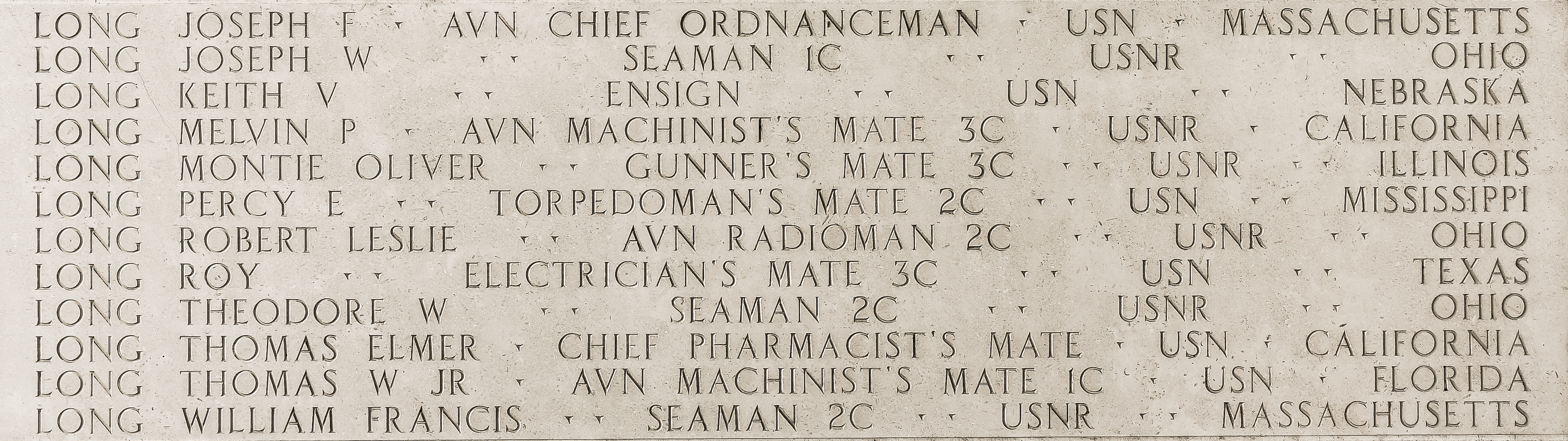 Thomas Elmer Long, Chief Pharmacist's Mate